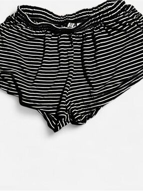 H&M Black and White Striped Elastic Waist Shorts